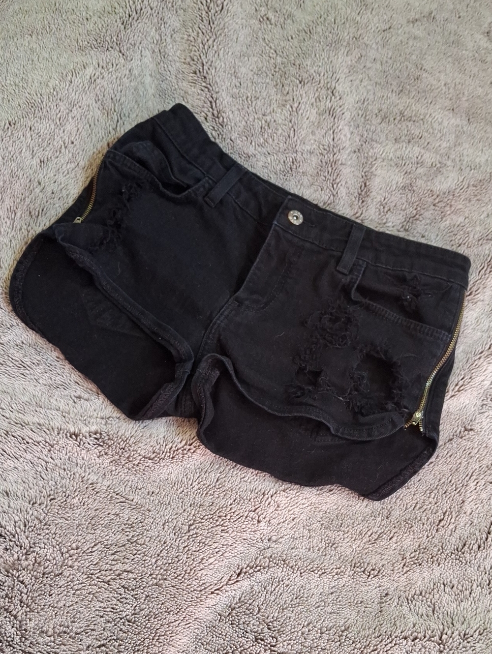 Sexy Black Short Shorts w/ Zipper Sidrs